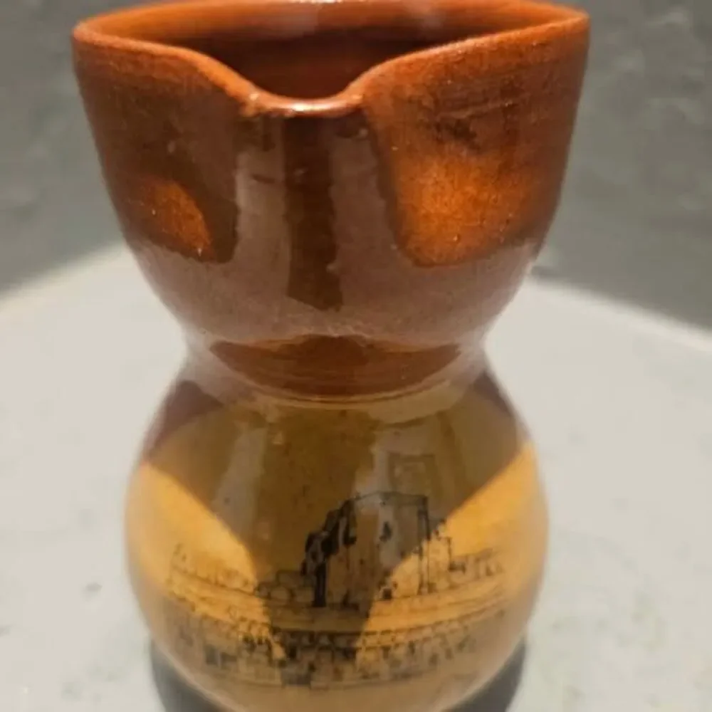 Miniature Spanish Glazed Pottery Water Jug Souvenir 3.5